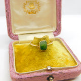 9ct Yellow Gold Moss Agate Set Band Ring 1914 Birmingham Antique Art Deco