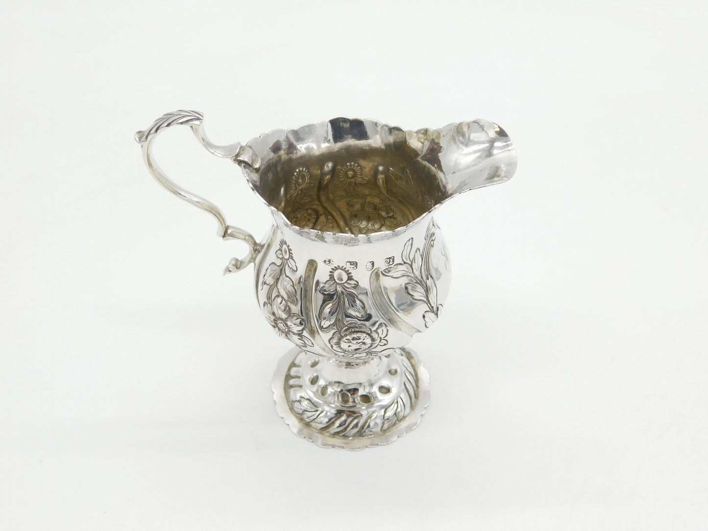 George III Sterling Silver Floral Pedestal Cream Jug Antique 1775 London