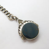 Edwardian Sterling Silver Graduating Albert Watch Chain with Spinner Fob 1909