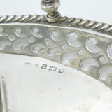 Edwardian Sterling Silver & Glass Floral Desk Inkwell & Stand Antique 1902