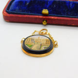 Regency Grand Tour 9ct Gold Set Micro-Mosaic Roman Scene Pendant c1830