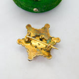19th Century Austrian 8ct Gold & Bohemian Garnet Star Brooch Antique c1860