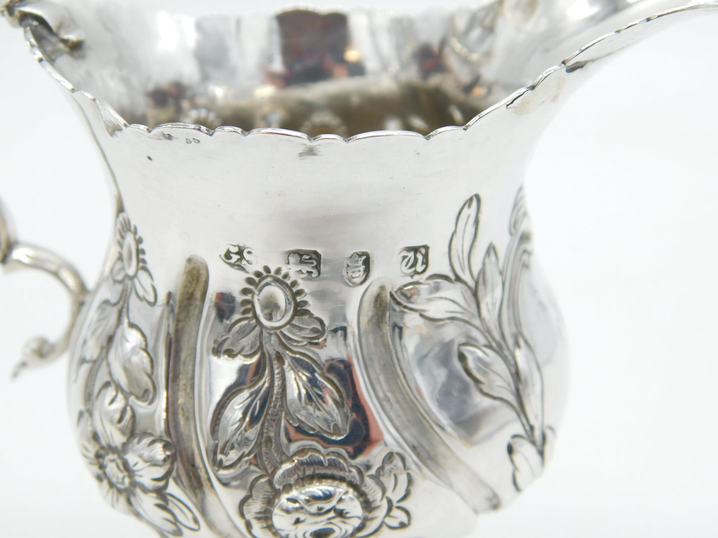 George III Sterling Silver Floral Pedestal Cream Jug Antique 1775 London