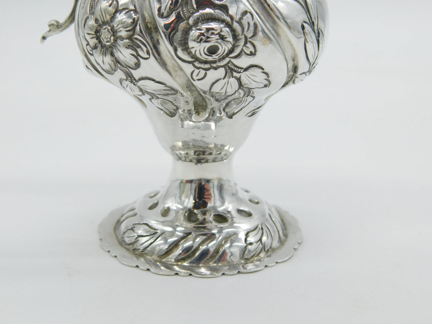 George III Sterling Silver Floral Pedestal Cream Jug Antique 1775 London