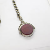 Edwardian Sterling Silver Graduating Albert Watch Chain with Spinner Fob 1909