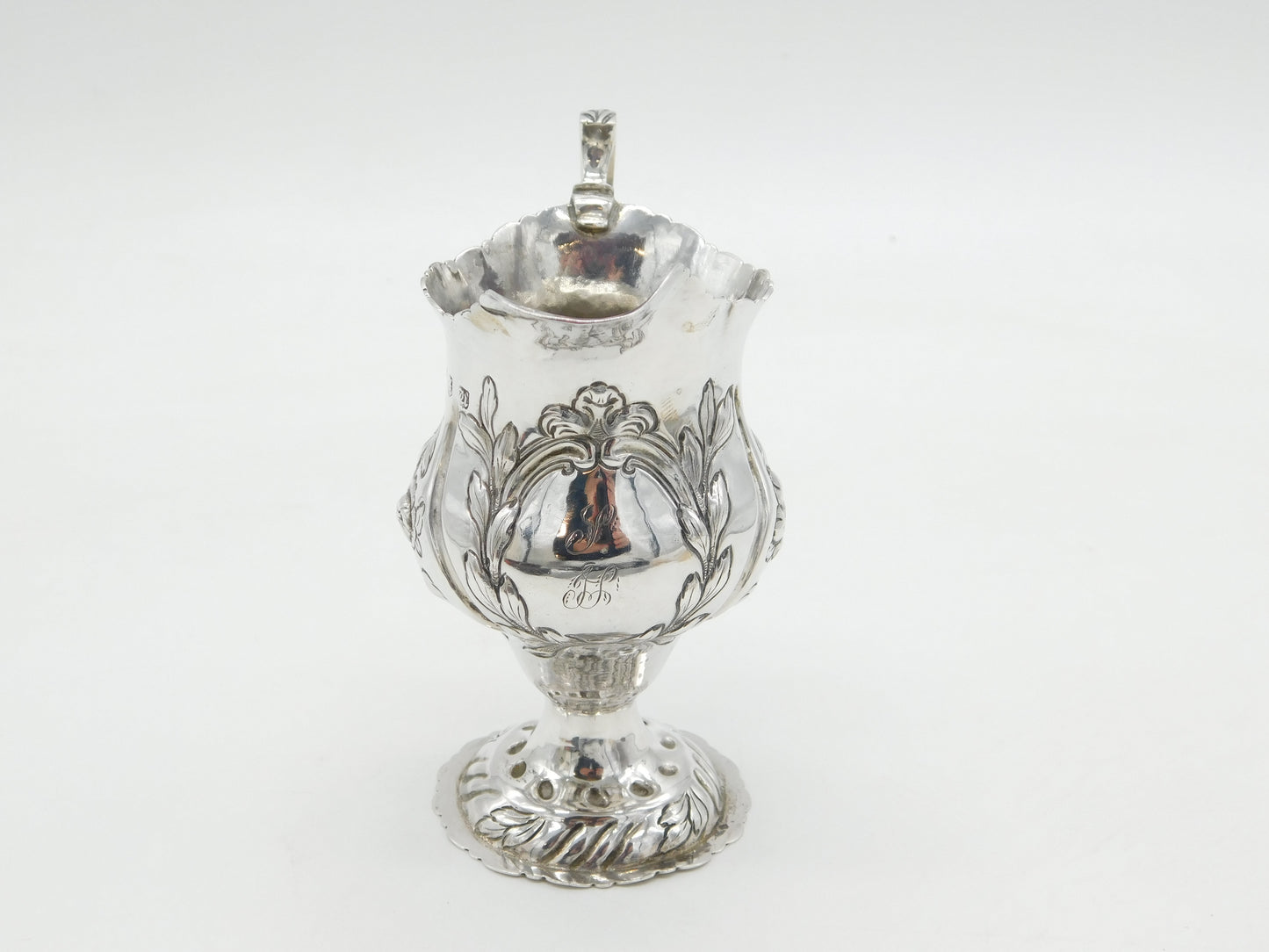 George III Sterling Silver Floral Pedestal Cream Jug Antique 1775 London
