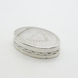George III Sterling Silver Oval Form Pill or Patch Box Antique 1791 Birmingham