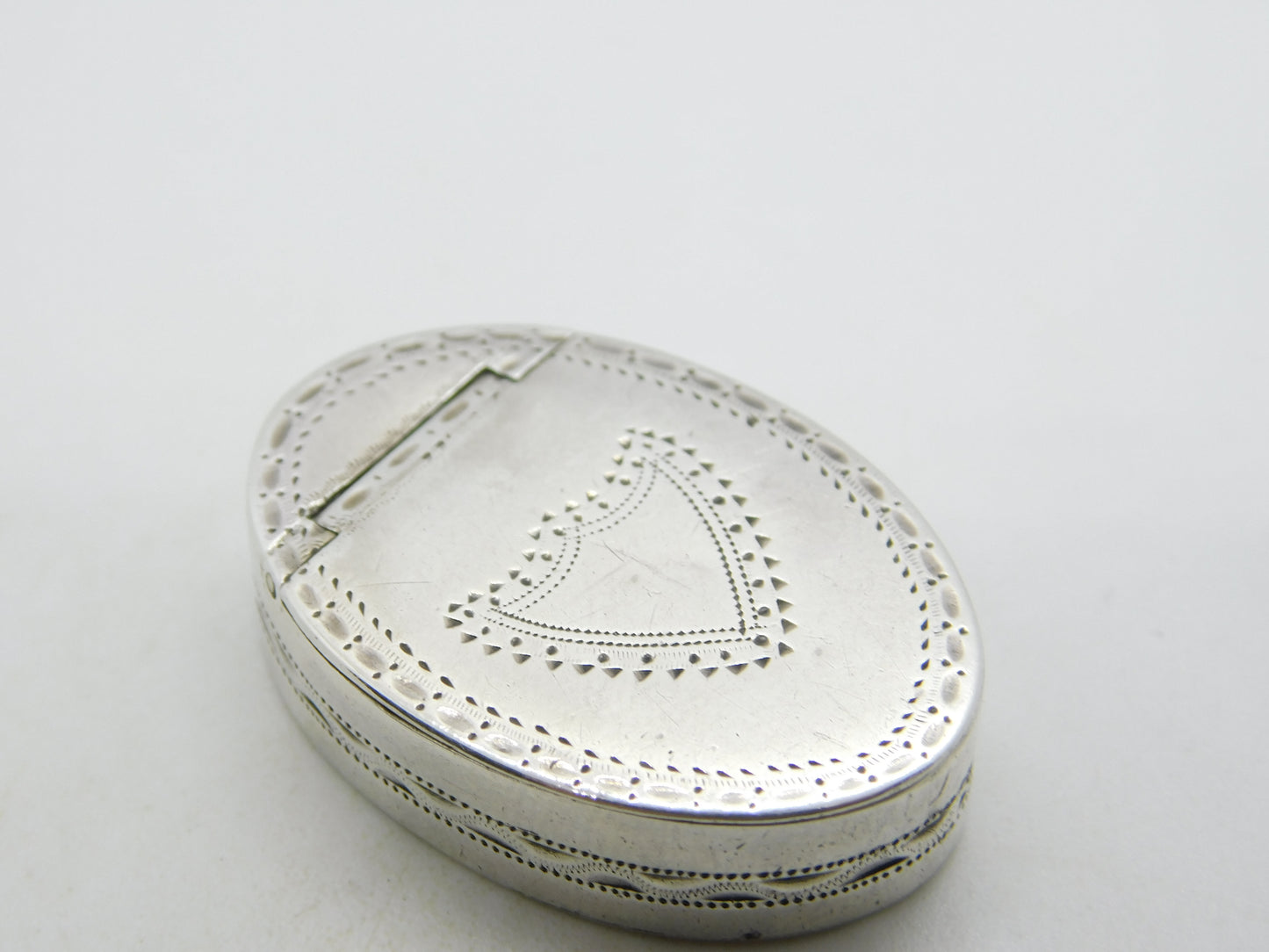 George III Sterling Silver Oval Form Pill or Patch Box Antique 1791 Birmingham