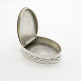 George III Sterling Silver Oval Form Pill or Patch Box Antique 1791 Birmingham