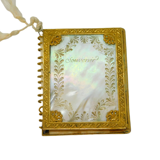 19th Century French Palais Royal Pearl & Gold Souvenir Aide Memoire Antique 1825