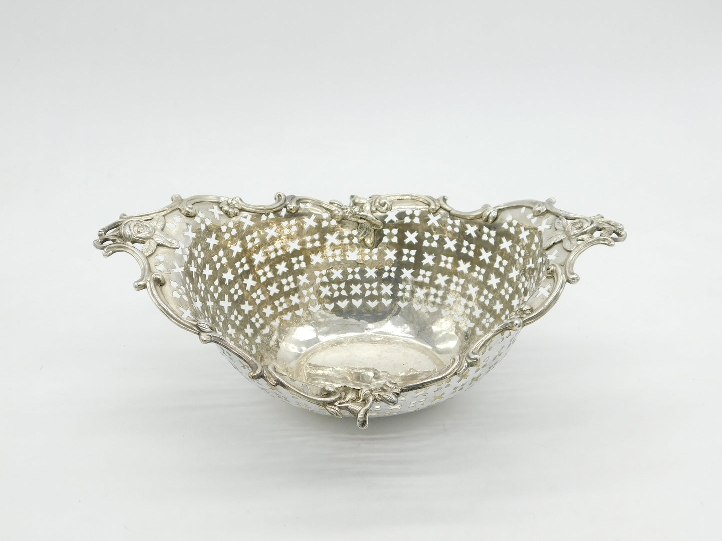 George III Sterling Silver Floral Pierced Fruit Basket Antique 1765 London