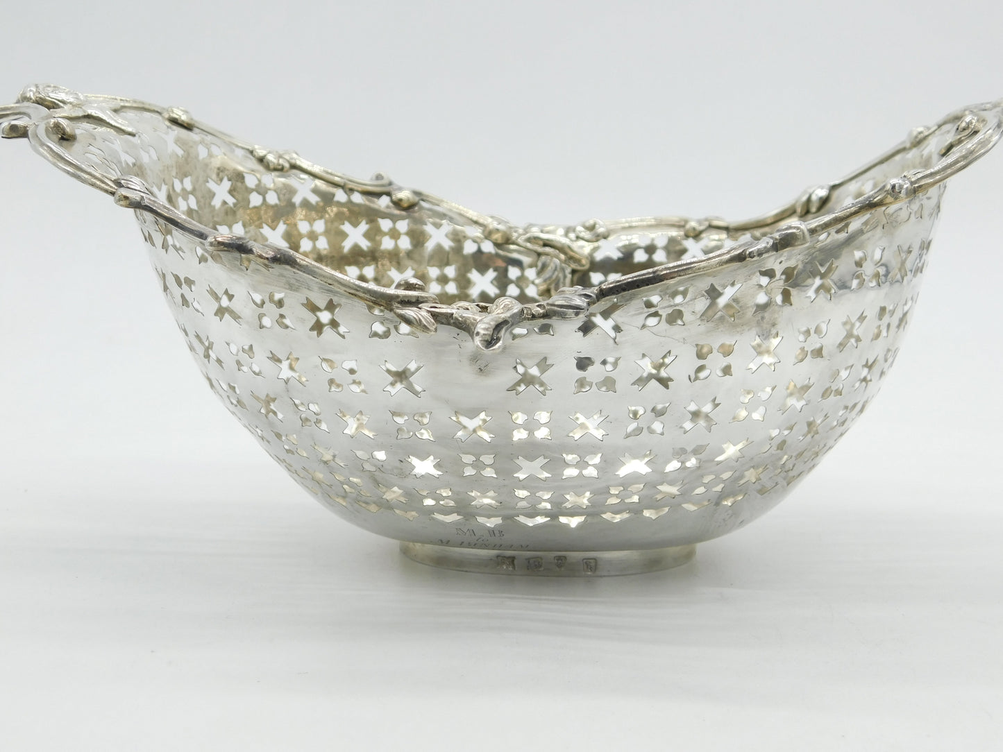 George III Sterling Silver Floral Pierced Fruit Basket Antique 1765 London