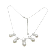 Fei Leu 18ct White Gold, Diamond & Cultured Pearl Floral Necklace Vintage c2000