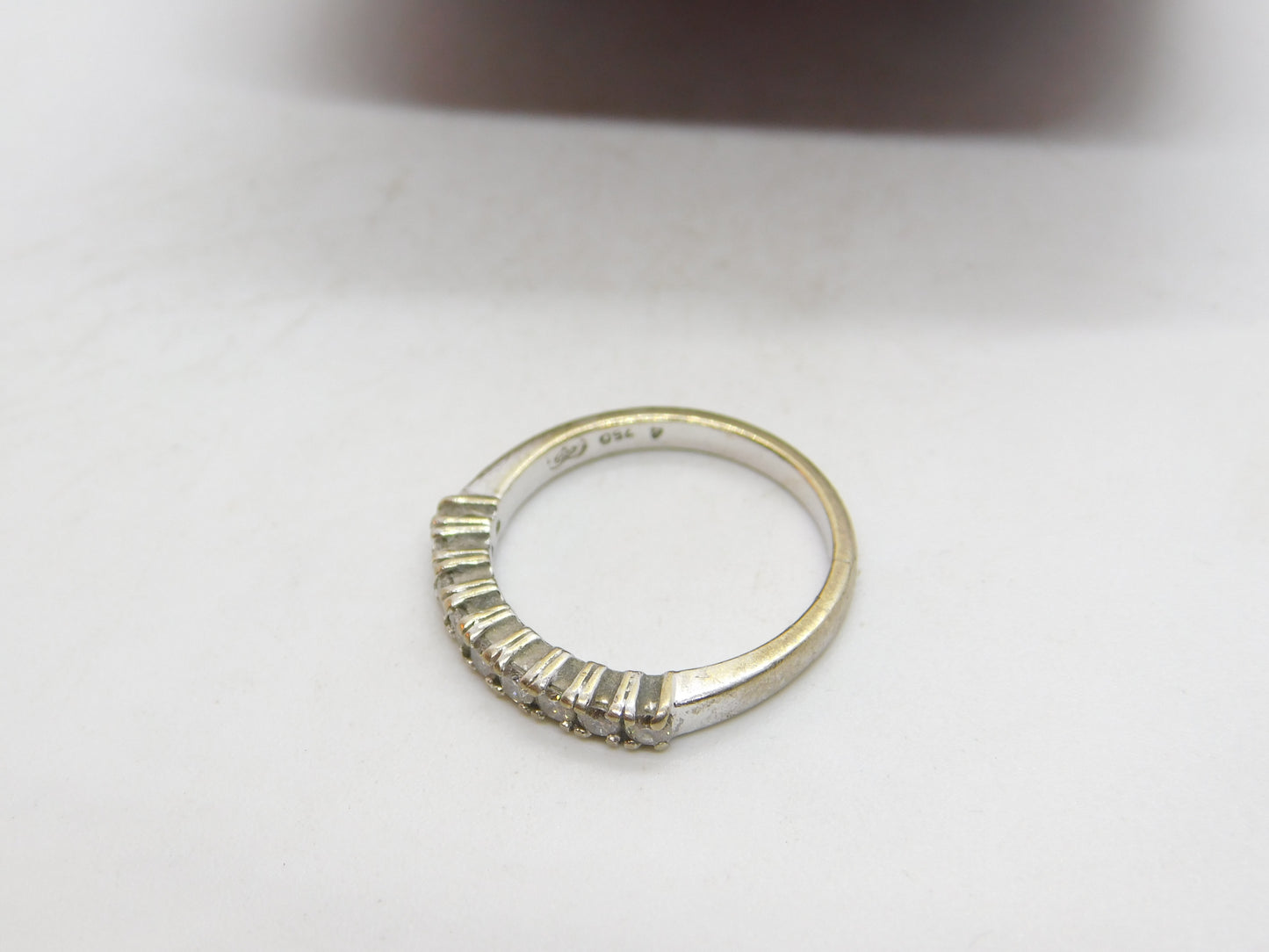 18ct White Gold & 0.45ct Diamond Half Eternity Ring Vintage c1970 Size N 1/2 UK