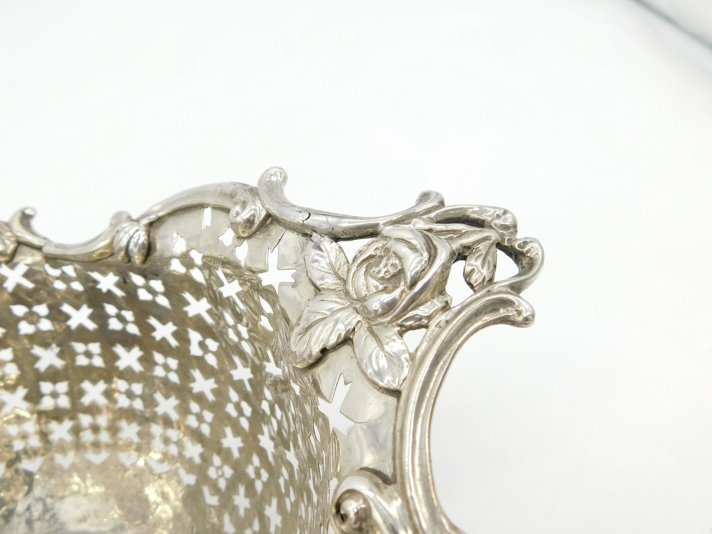 George III Sterling Silver Floral Pierced Fruit Basket Antique 1765 London