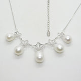 Fei Leu 18ct White Gold, Diamond & Cultured Pearl Floral Necklace Vintage c2000