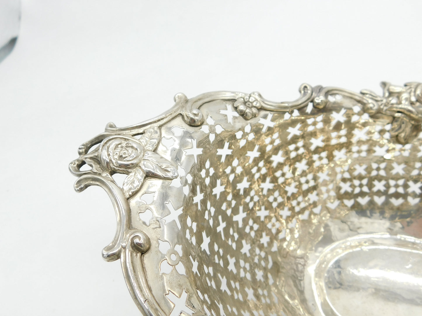 George III Sterling Silver Floral Pierced Fruit Basket Antique 1765 London