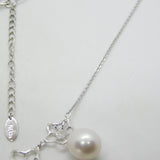 Fei Leu 18ct White Gold, Diamond & Cultured Pearl Floral Necklace Vintage c2000