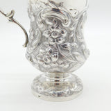 Victorian Sterling Silver Floral Pattern Christening Mug Antique 1865 London