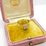 18ct Yellow Gold 0.2ct Diamond Pineapple Pattern Solitaire Ring 1970 London