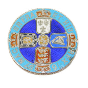William III Sterling Silver & Enamel Half Crown Coin Brooch Antique 1697