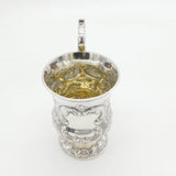 Victorian Sterling Silver Floral Pattern Christening Mug Antique 1865 London