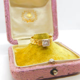 18ct Yellow Gold 0.2ct Diamond Pineapple Pattern Solitaire Ring 1970 London