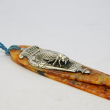 Art Nouveau Dapple Bakelite Silver Plated Fly Form Bookmark Antique c1900