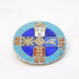 William III Sterling Silver & Enamel Half Crown Coin Brooch Antique 1697
