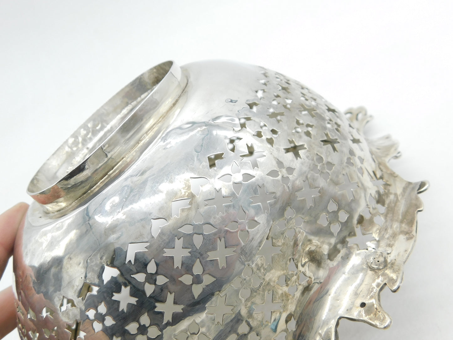 George III Sterling Silver Floral Pierced Fruit Basket Antique 1765 London