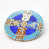 William III Sterling Silver & Enamel Half Crown Coin Brooch Antique 1697