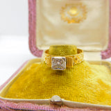 18ct Yellow Gold 0.2ct Diamond Pineapple Pattern Solitaire Ring 1970 London