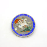 George III Sterling Silver & Enamel Crown Coin Brooch Pin Antique 1820