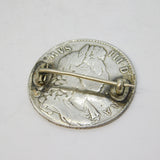William III Sterling Silver & Enamel Half Crown Coin Brooch Antique 1697