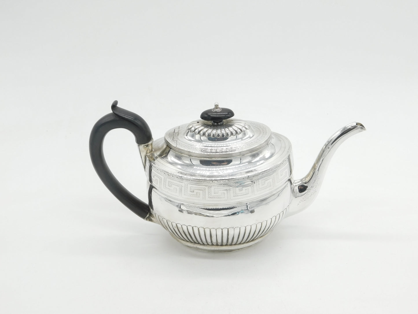 Georgian Sterling Silver Wooden Handle Maze Teapot 1802 Antique Sheffield