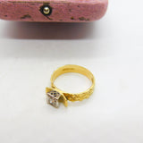 18ct Yellow Gold 0.2ct Diamond Pineapple Pattern Solitaire Ring 1970 London