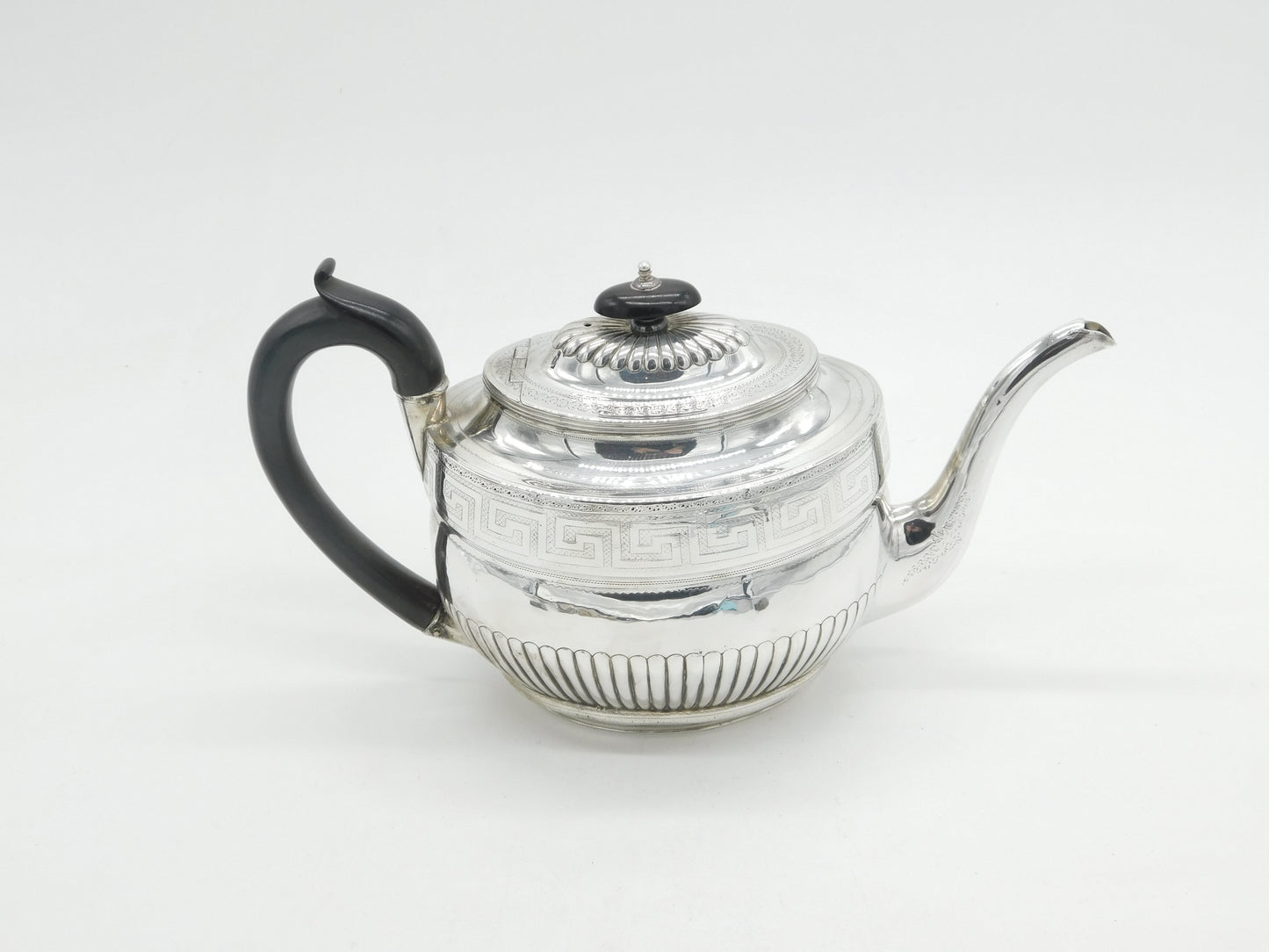 Georgian Sterling Silver Wooden Handle Maze Teapot 1802 Antique Sheffield