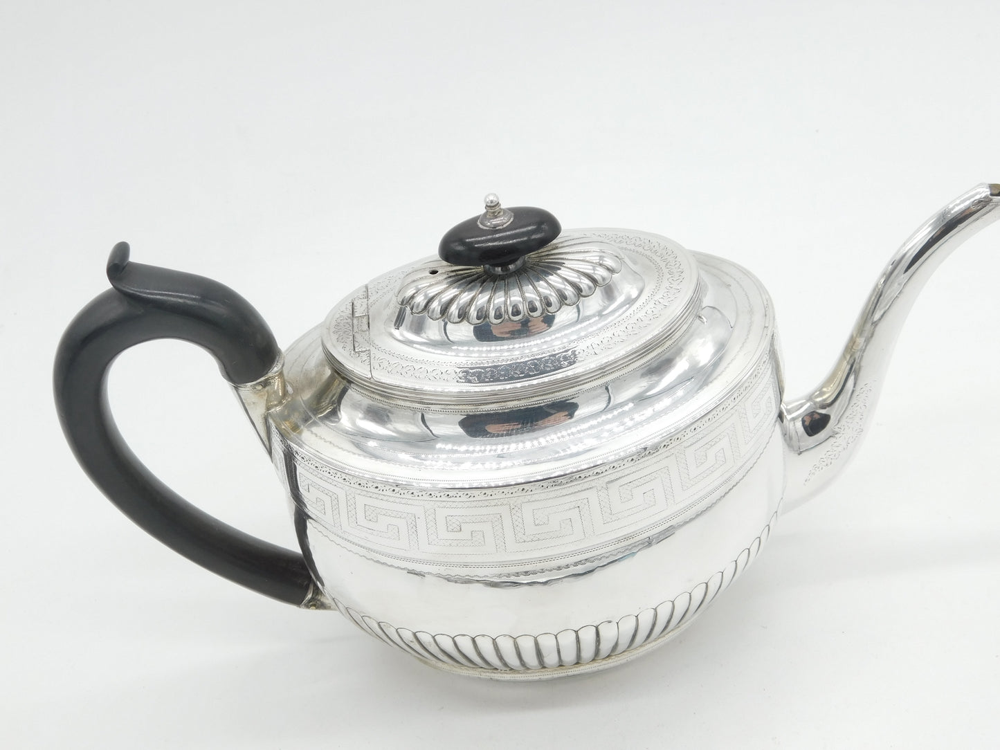 Georgian Sterling Silver Wooden Handle Maze Teapot 1802 Antique Sheffield