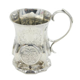 Victorian Sterling Silver Floral Panel Christening Mug Antique 1855 London