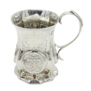 Victorian Sterling Silver Floral Panel Christening Mug Antique 1855 London