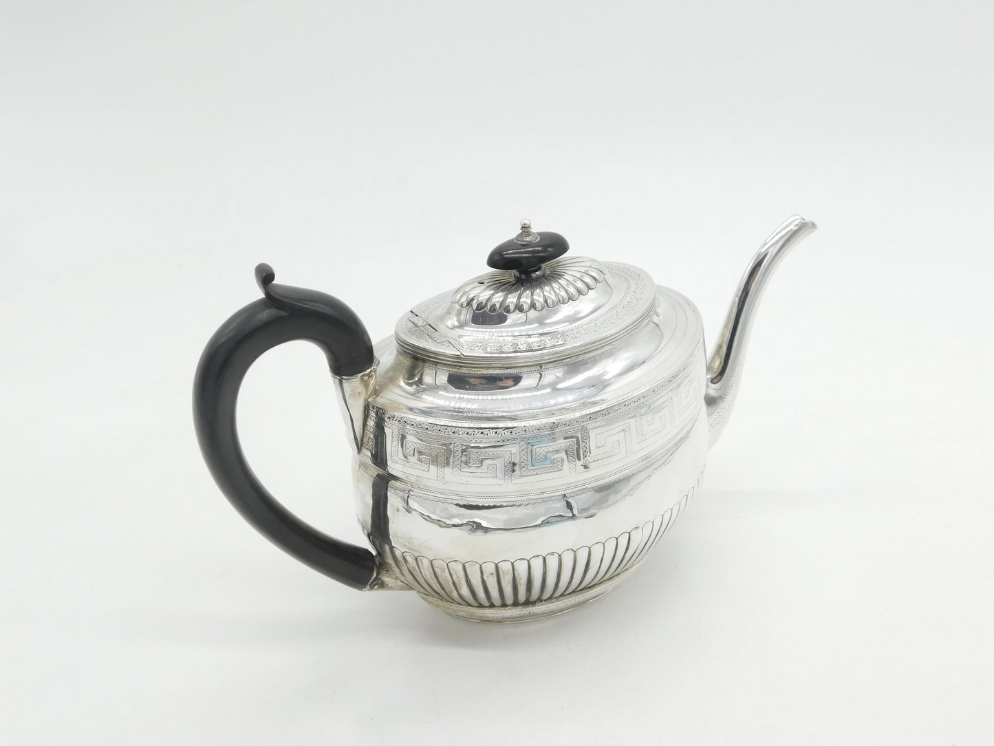 Georgian Sterling Silver Wooden Handle Maze Teapot 1802 Antique Sheffield