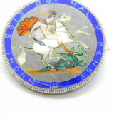 George III Sterling Silver & Enamel Crown Coin Brooch Pin Antique 1820