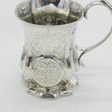Victorian Sterling Silver Floral Panel Christening Mug Antique 1855 London