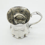 Victorian Sterling Silver Floral Panel Christening Mug Antique 1855 London