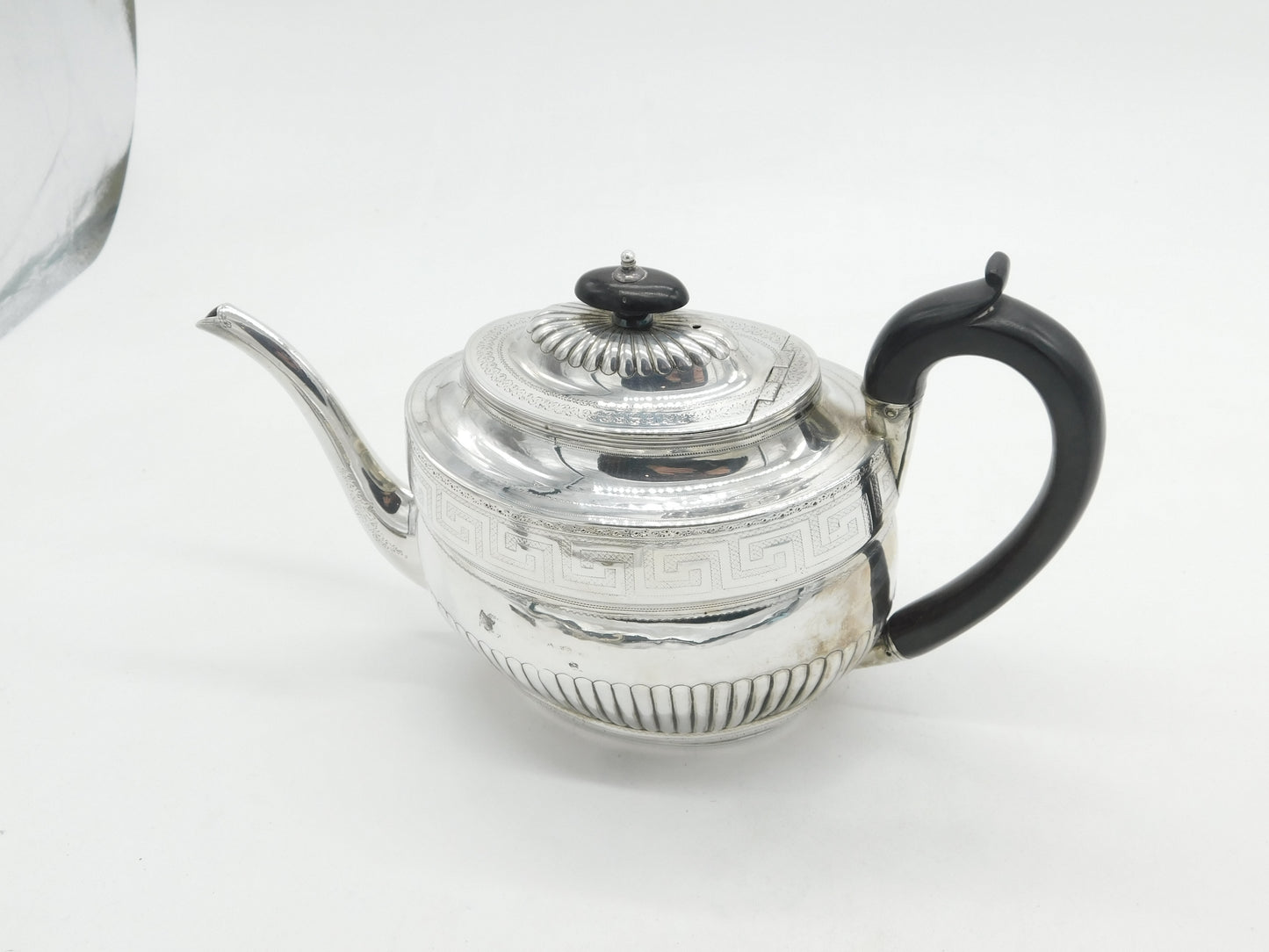 Georgian Sterling Silver Wooden Handle Maze Teapot 1802 Antique Sheffield