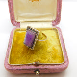 Victorian 22ct Yellow Gold, Amethyst & Marcasite Set Dress Ring 1859 London