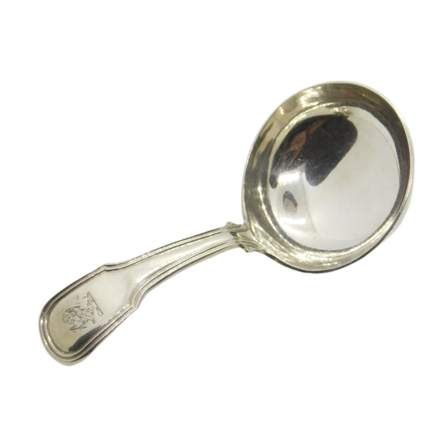 George III Sterling Silver Lion Crest Tea Caddy Spoon Antique 1807 London