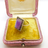Victorian 22ct Yellow Gold, Amethyst & Marcasite Set Dress Ring 1859 London