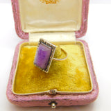 Victorian 22ct Yellow Gold, Amethyst & Marcasite Set Dress Ring 1859 London