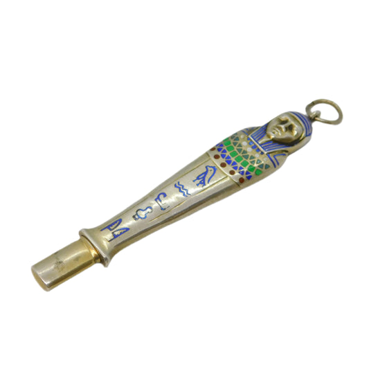20th Century Egyptian .800 Silver Pharoah Pencil Fob Pendant Antique c1920